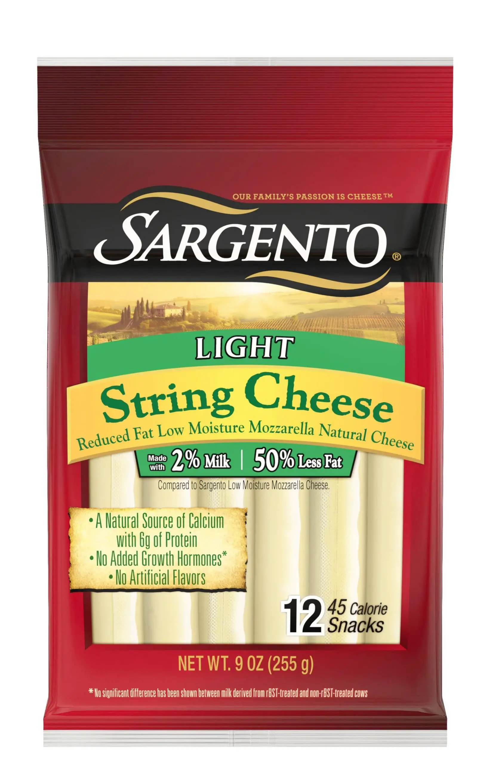 45 calorie Sargento light mozzarella cheese sticks : 1200isplenty