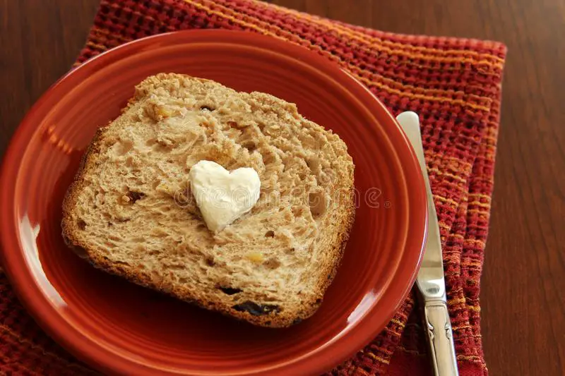 Bread With Cream Cheese Heart Stock Photo