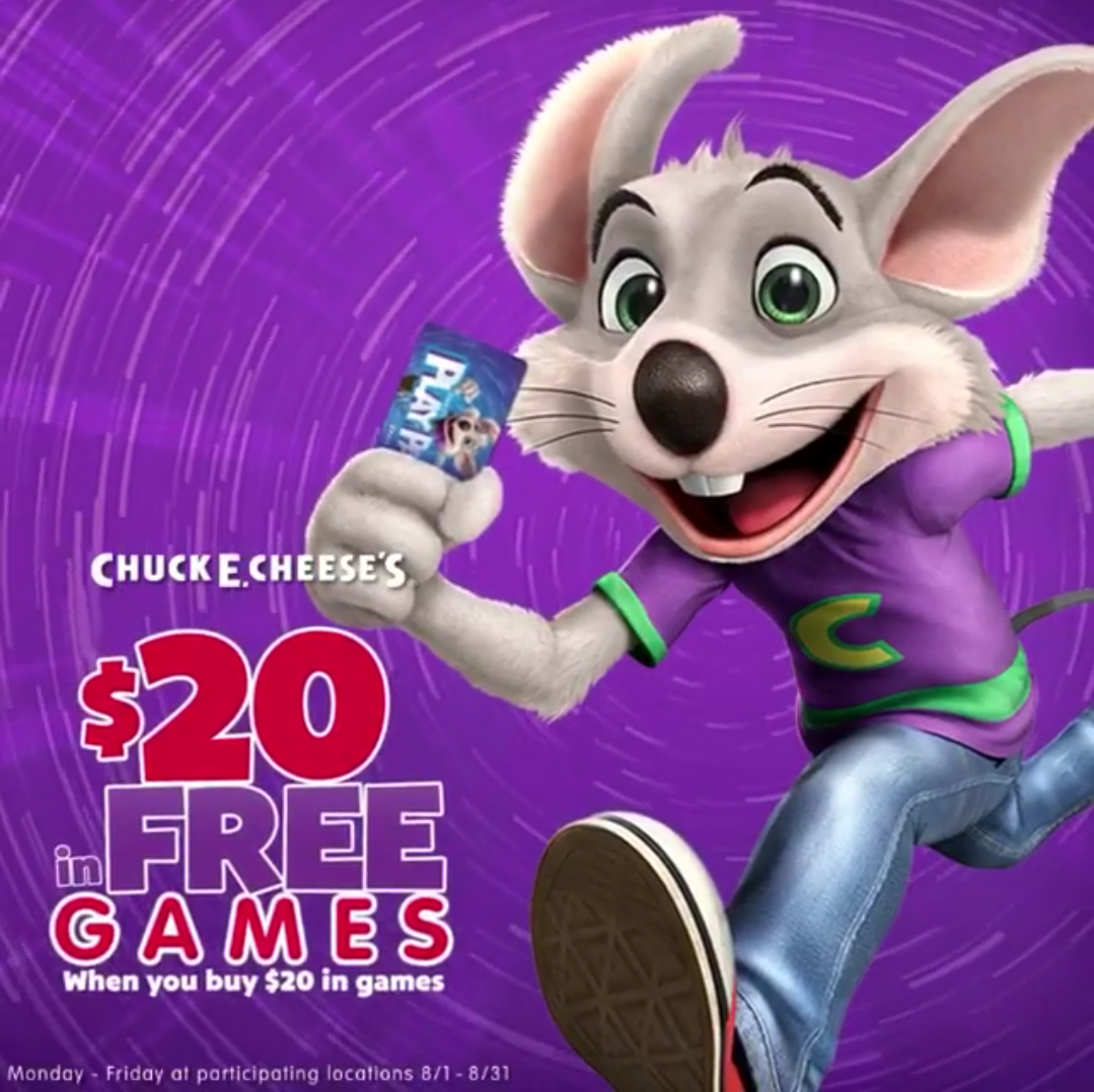 Check out the 20 for 20 at Chuck E. Cheese