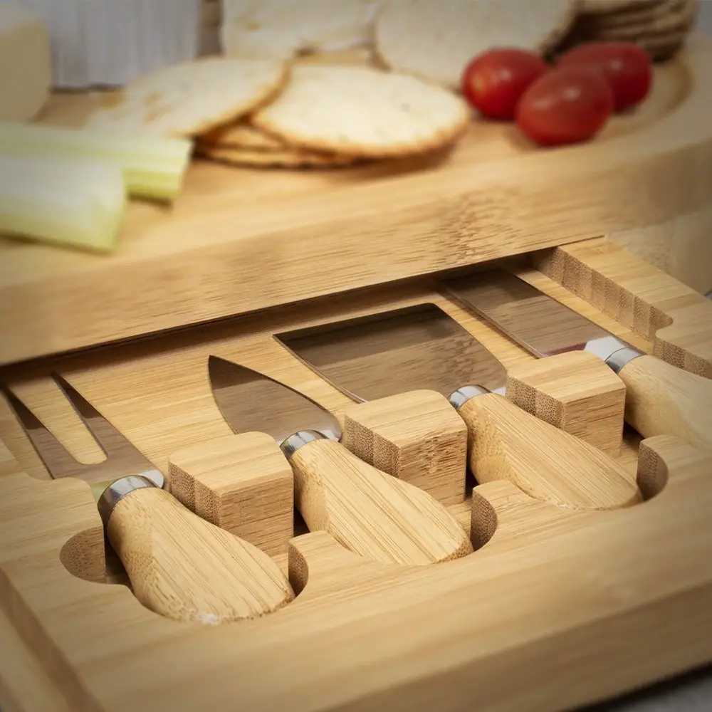Chopping Cheese Board 4 Knife Set with Slide Out Drawer ...