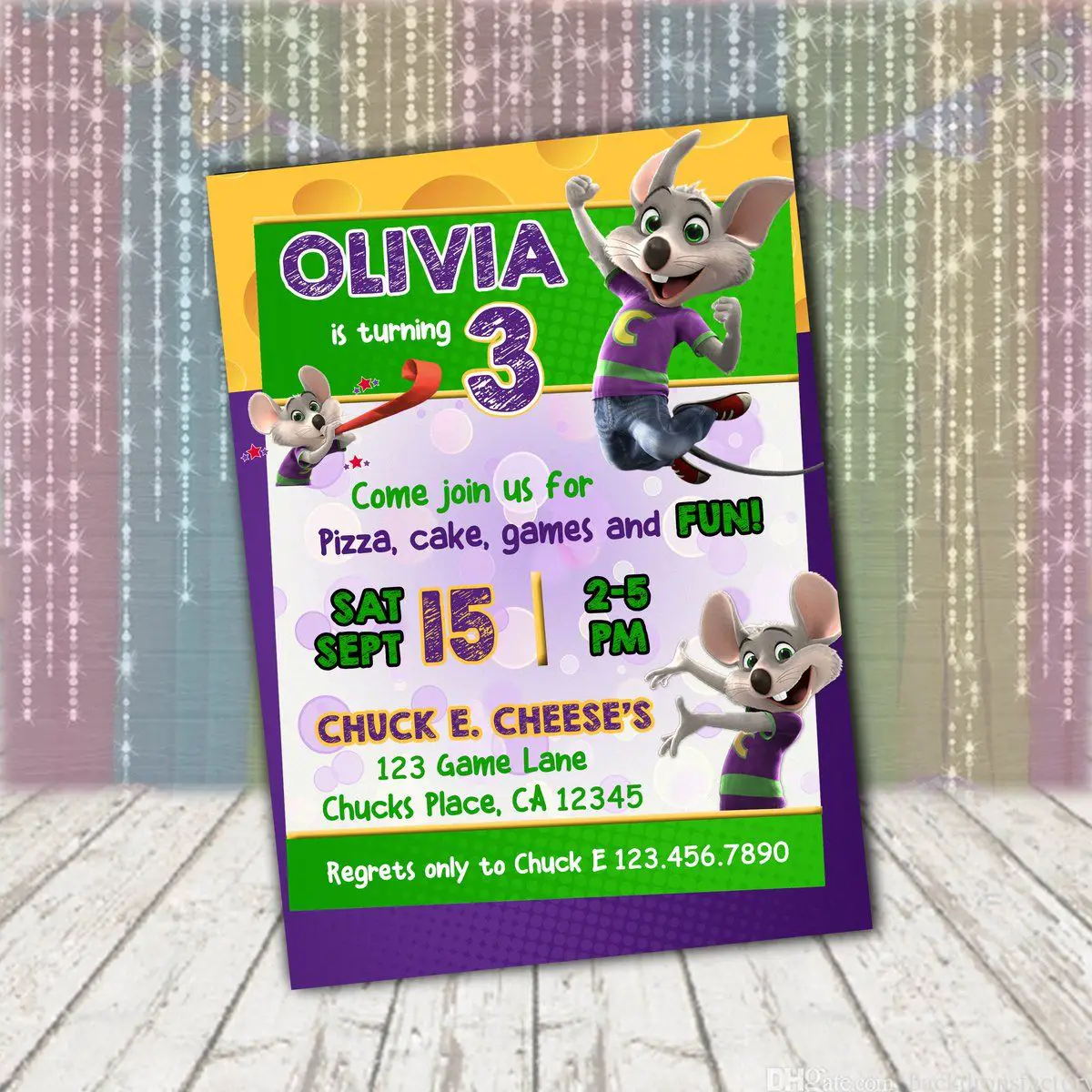Chuck E Cheese Invitation