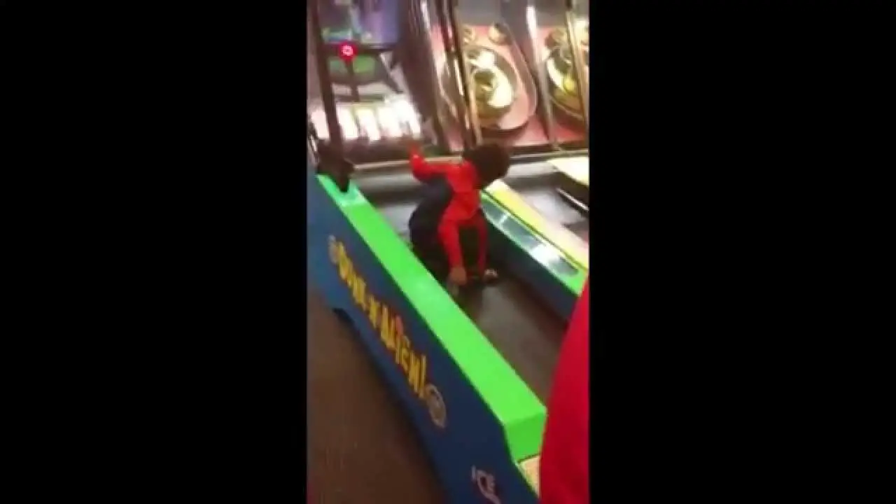 Crazy kid goes nuts at Chuck E Cheese