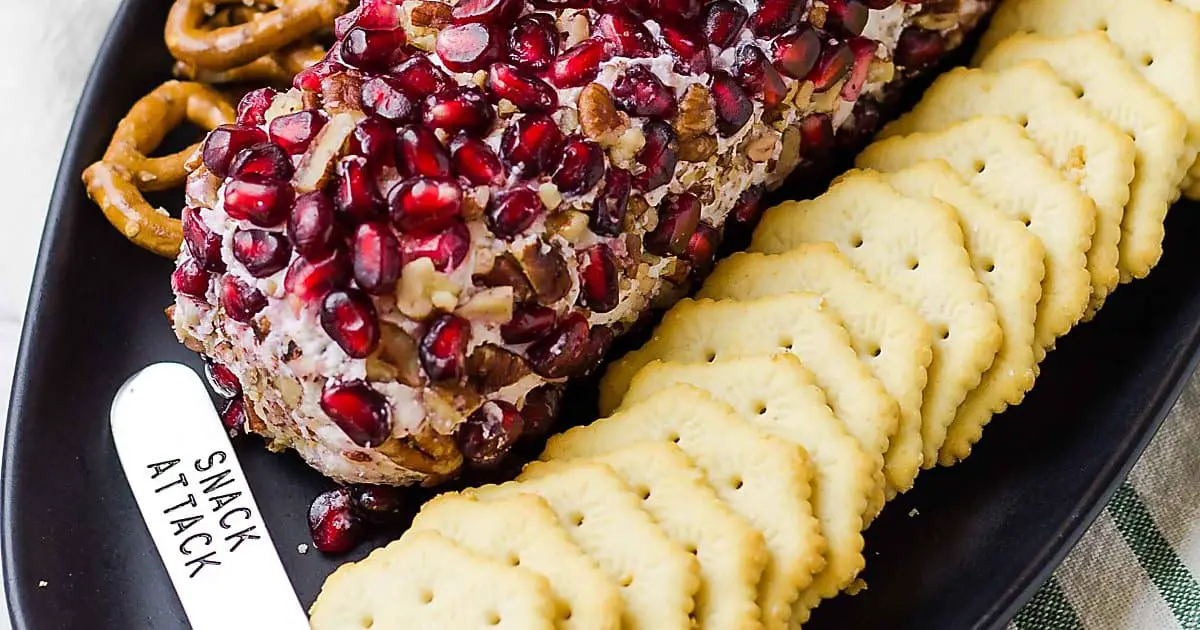 Drunken Goat Cheese Log with Pomegranates and Pecans