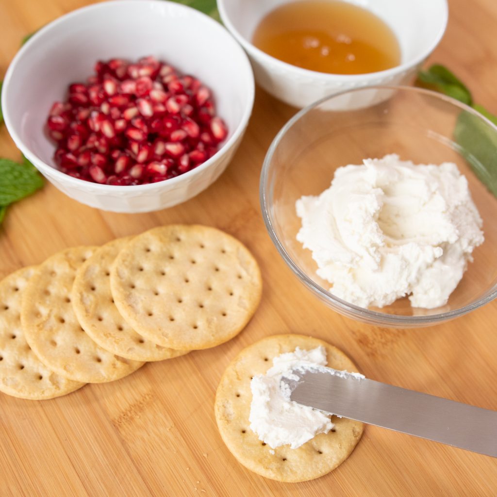 Easy Goat Cheese Appetizer: Christmas on a Cracker