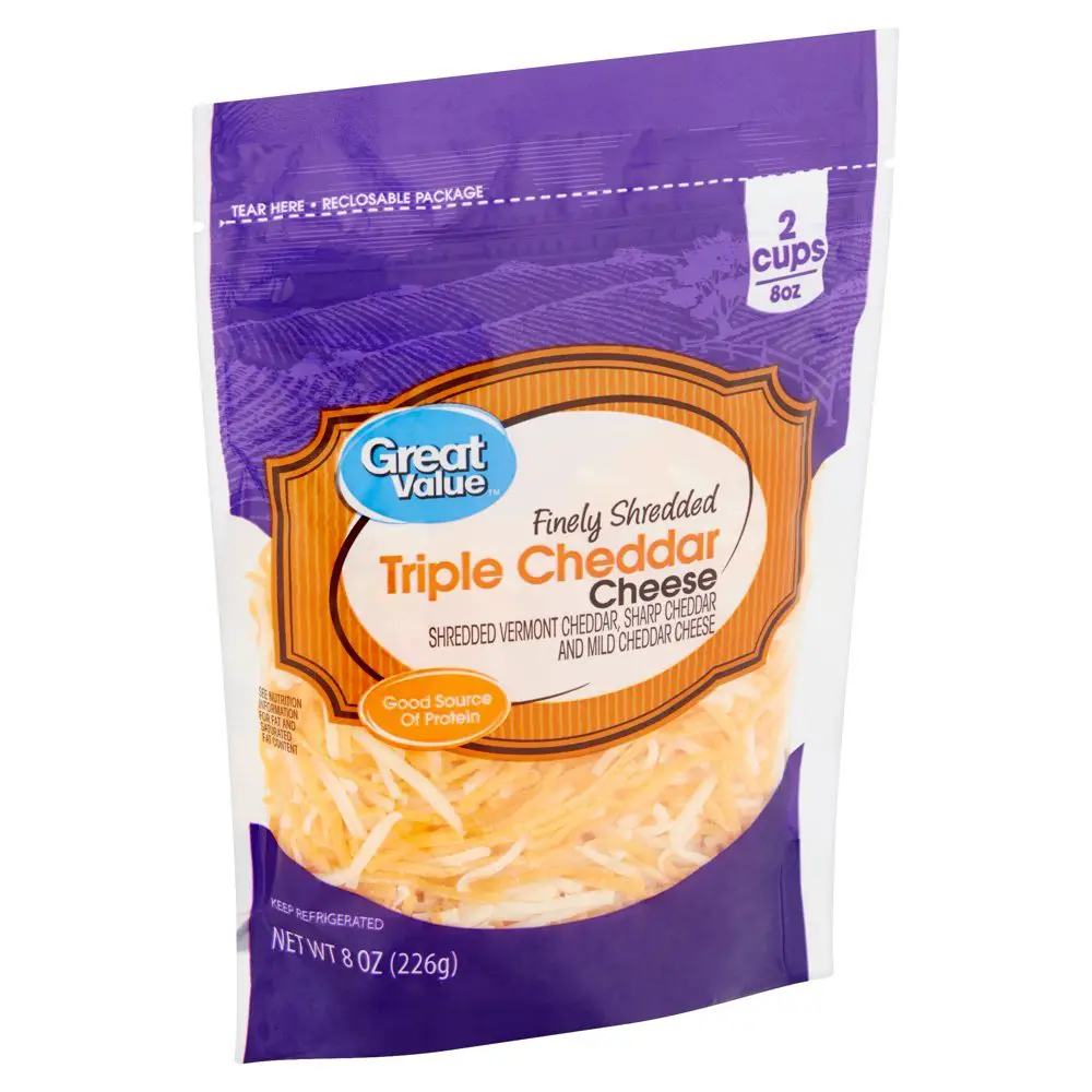 Great Value Finely Shredded Triple Cheddar Cheese, 8 oz ...