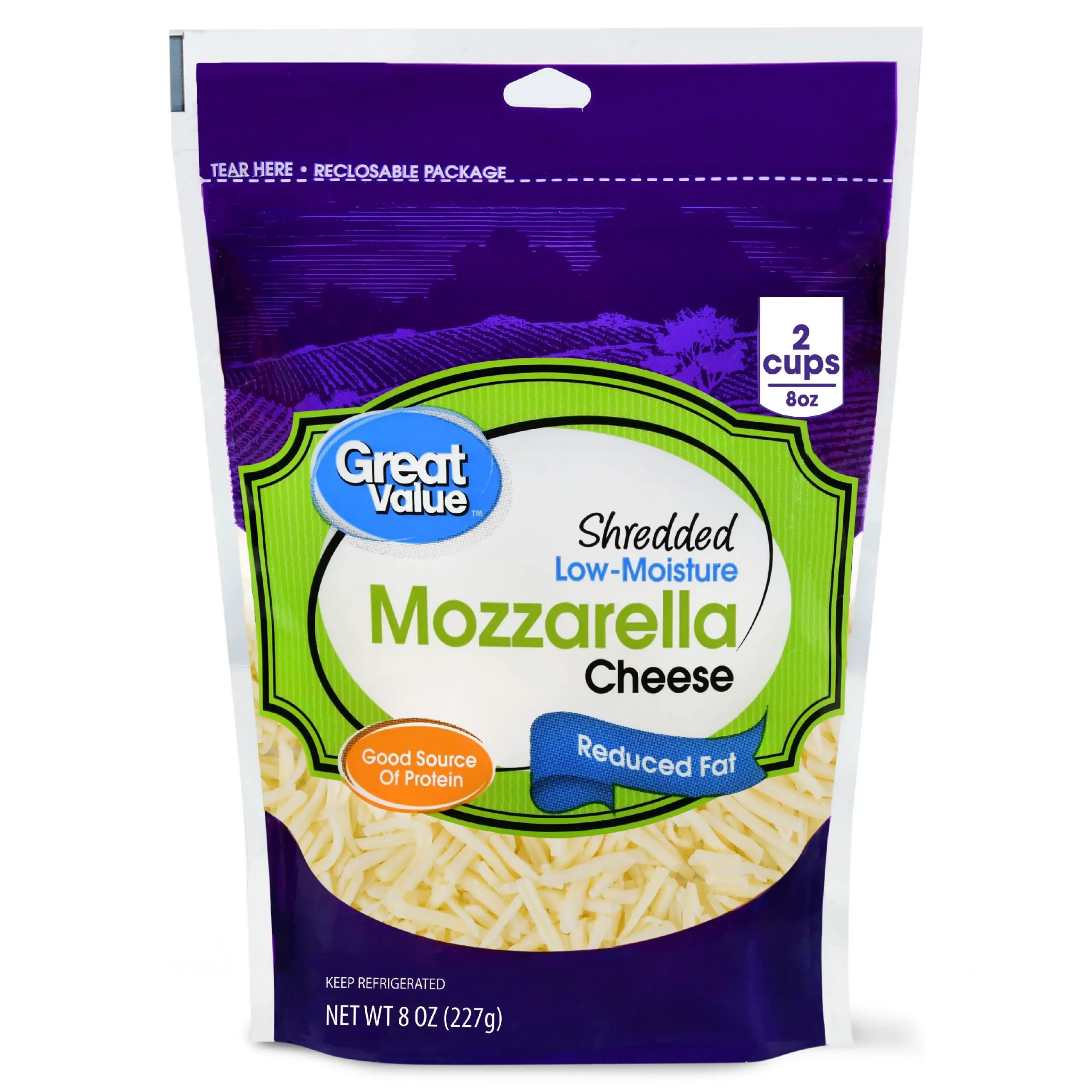 Great Value Reduced Fat Shredded Mozzarella Cheese, 7 oz ...