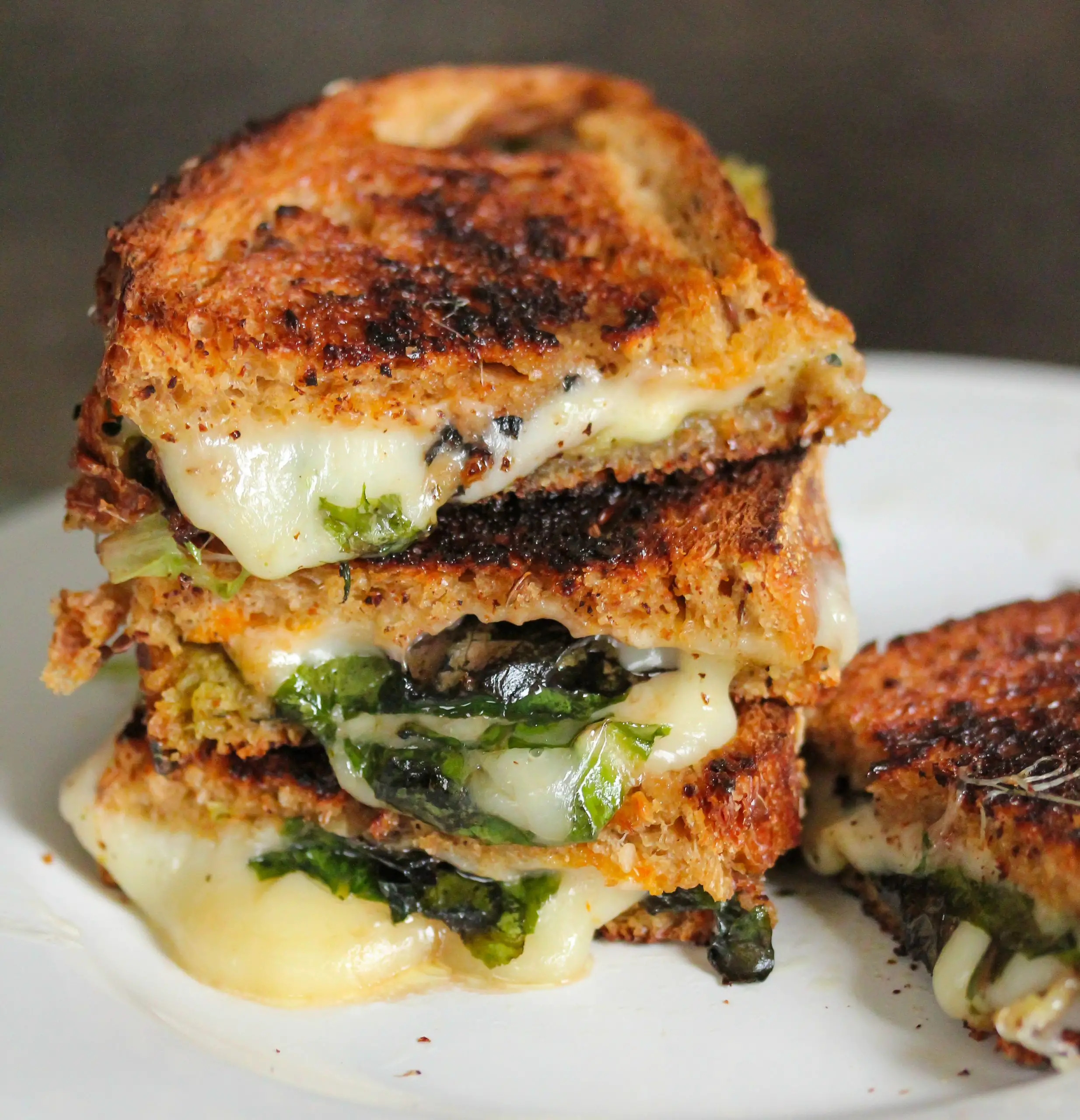 Grilled cheese and spinach sandwich