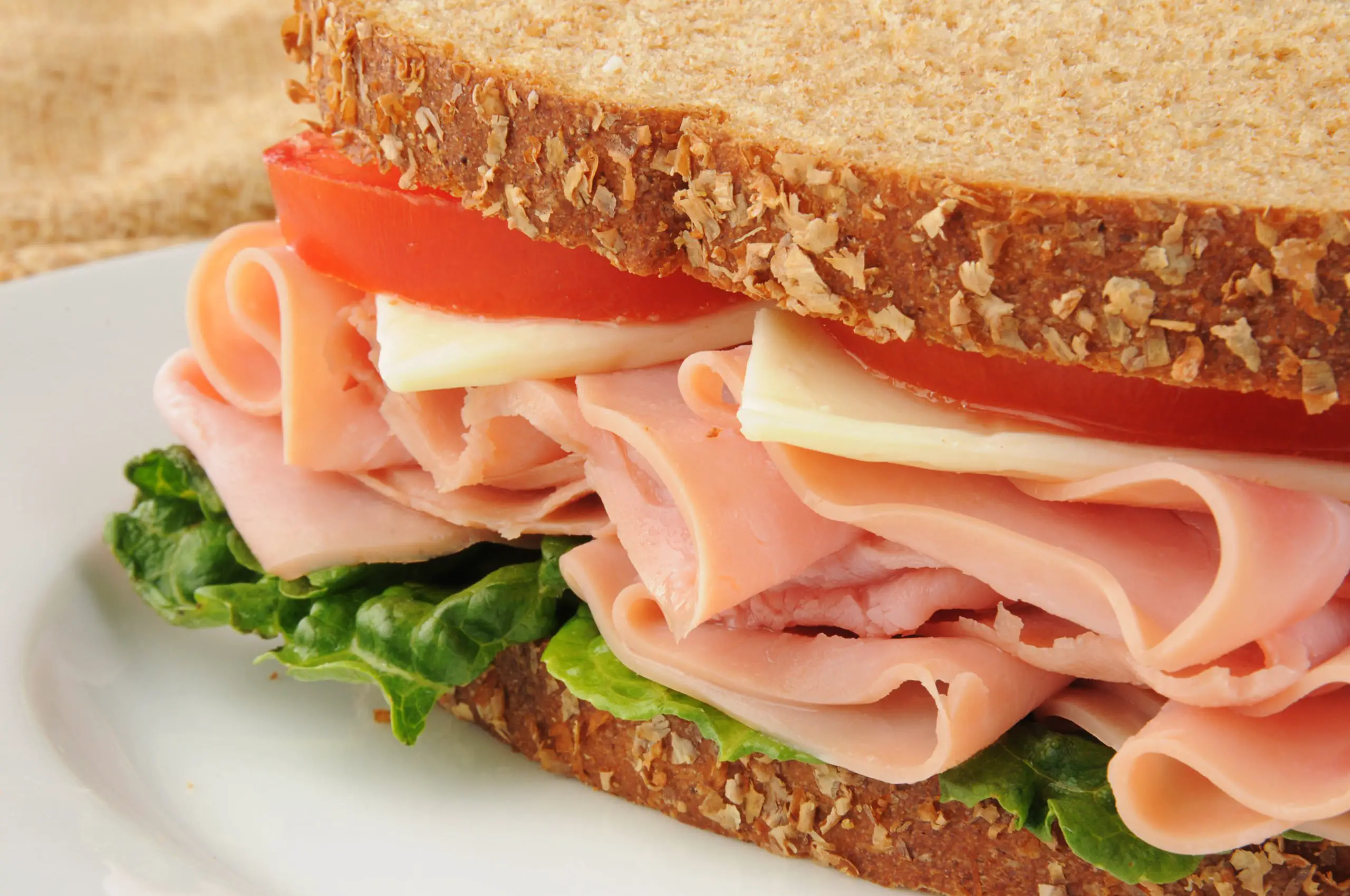 Ham, cheese and tomato sandwich