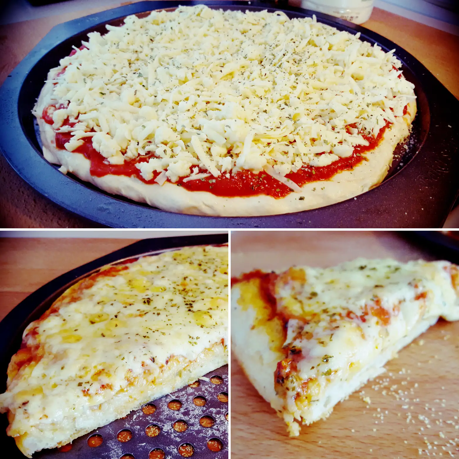 Homemade basic cheese pizza.