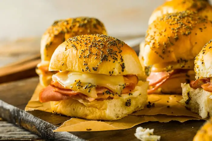 Hot Ham And Cheese Party Sandwiches â¢ The Wicked Noodle