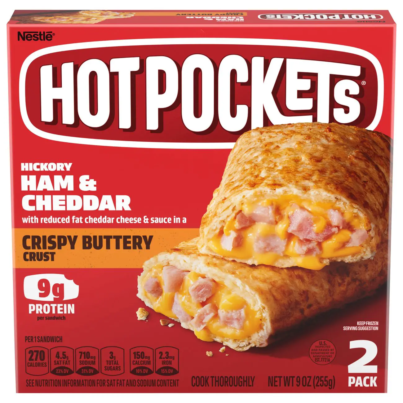 Hot Pockets Ham &  Cheese Crispy Buttery Seasoned Crust Sandwiches ...