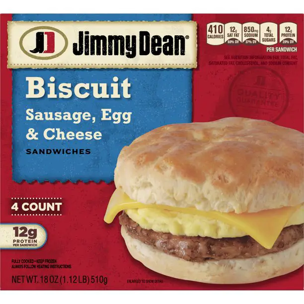 Jimmy DeanÂ® Sausage, Egg &  Cheese Biscuit Sandwiches, 4 Count (Frozen ...