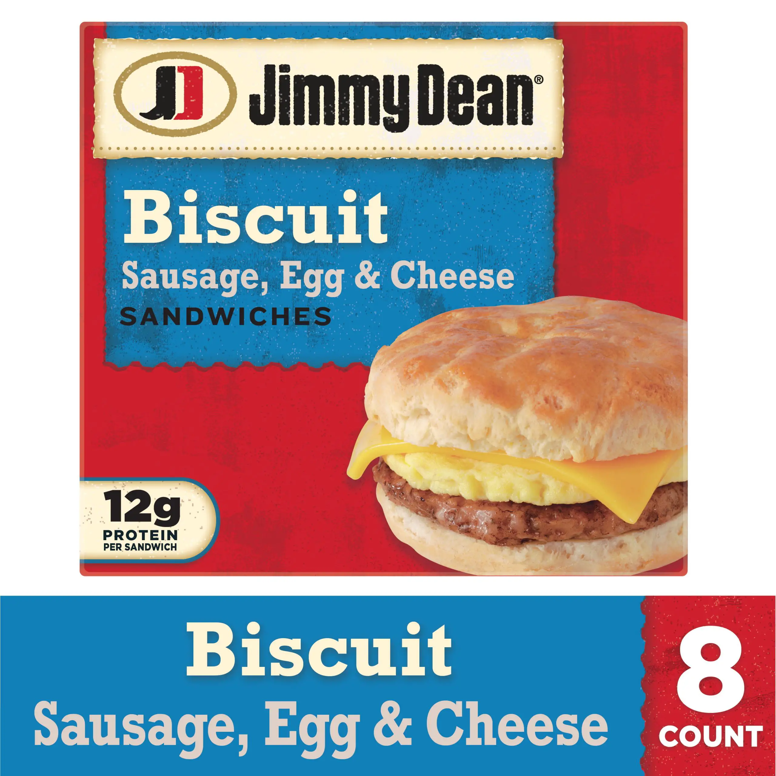 Jimmy DeanÂ® Sausage, Egg &  Cheese Biscuit Sandwiches, 8 Count (Frozen ...