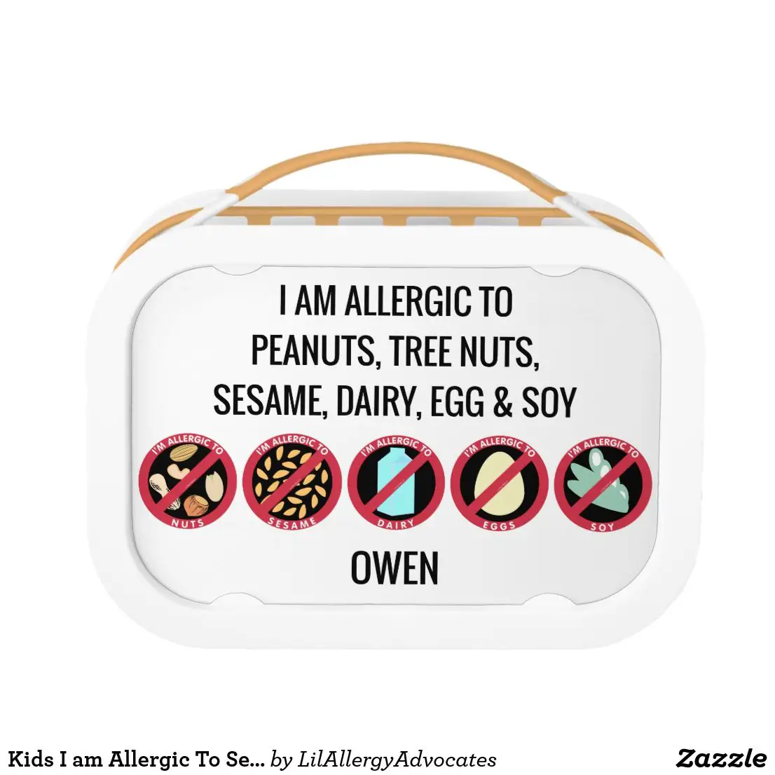 Kids I am Allergic To Sesame Soy Nut Dairy Egg Lunch Box ...