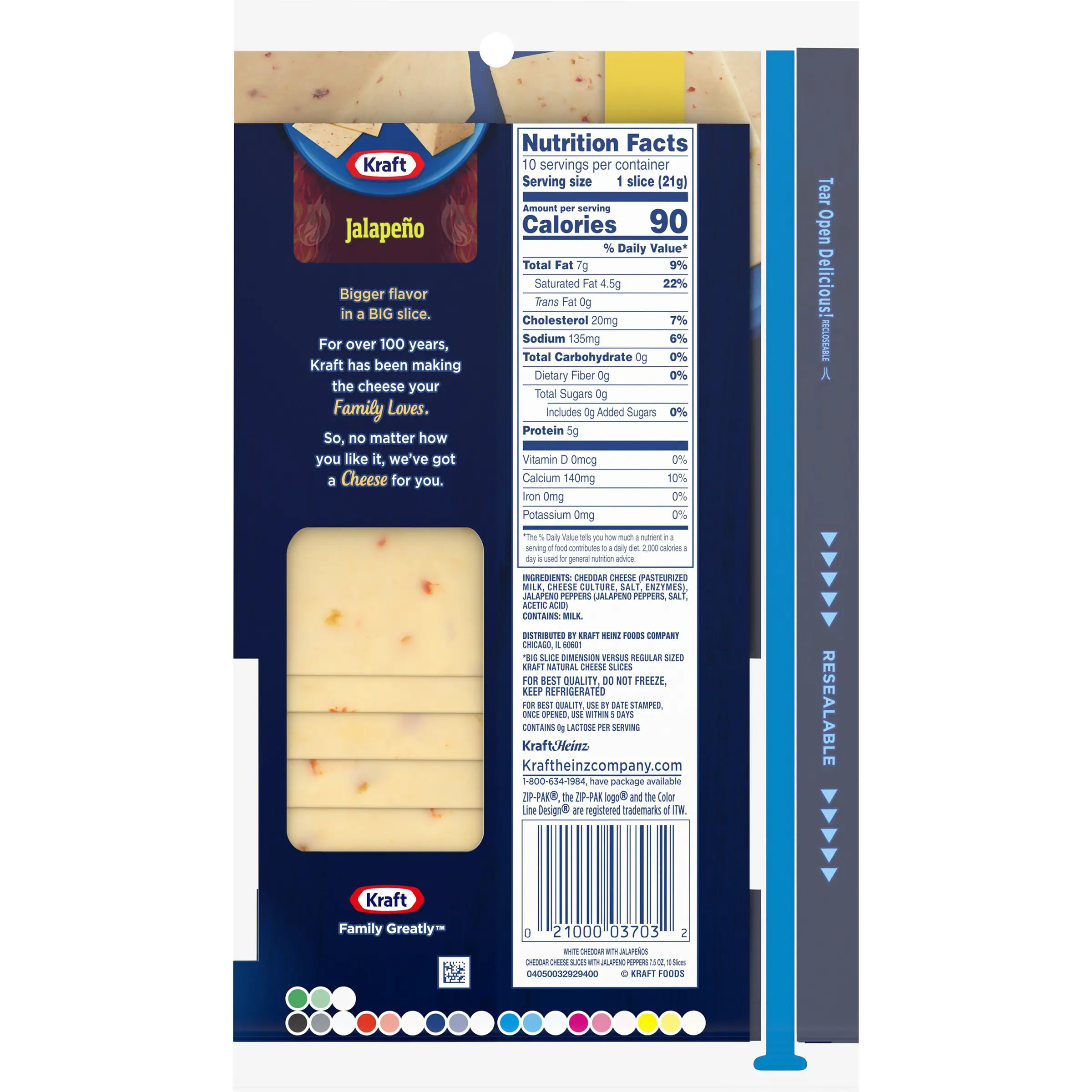 Kraft Big Slice Jalapeno White Cheddar Natural Cheese Slices