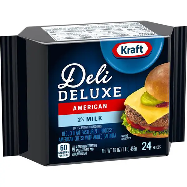 Kraft Deli Deluxe American Cheese Made with 2% Milk 24Ct