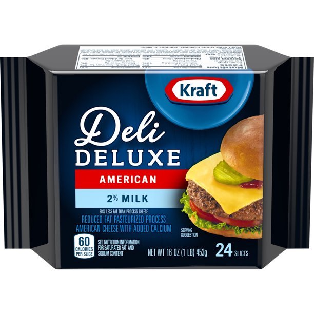 Kraft Deli Deluxe American Cheese Slices with 2% Milk, 24 ...