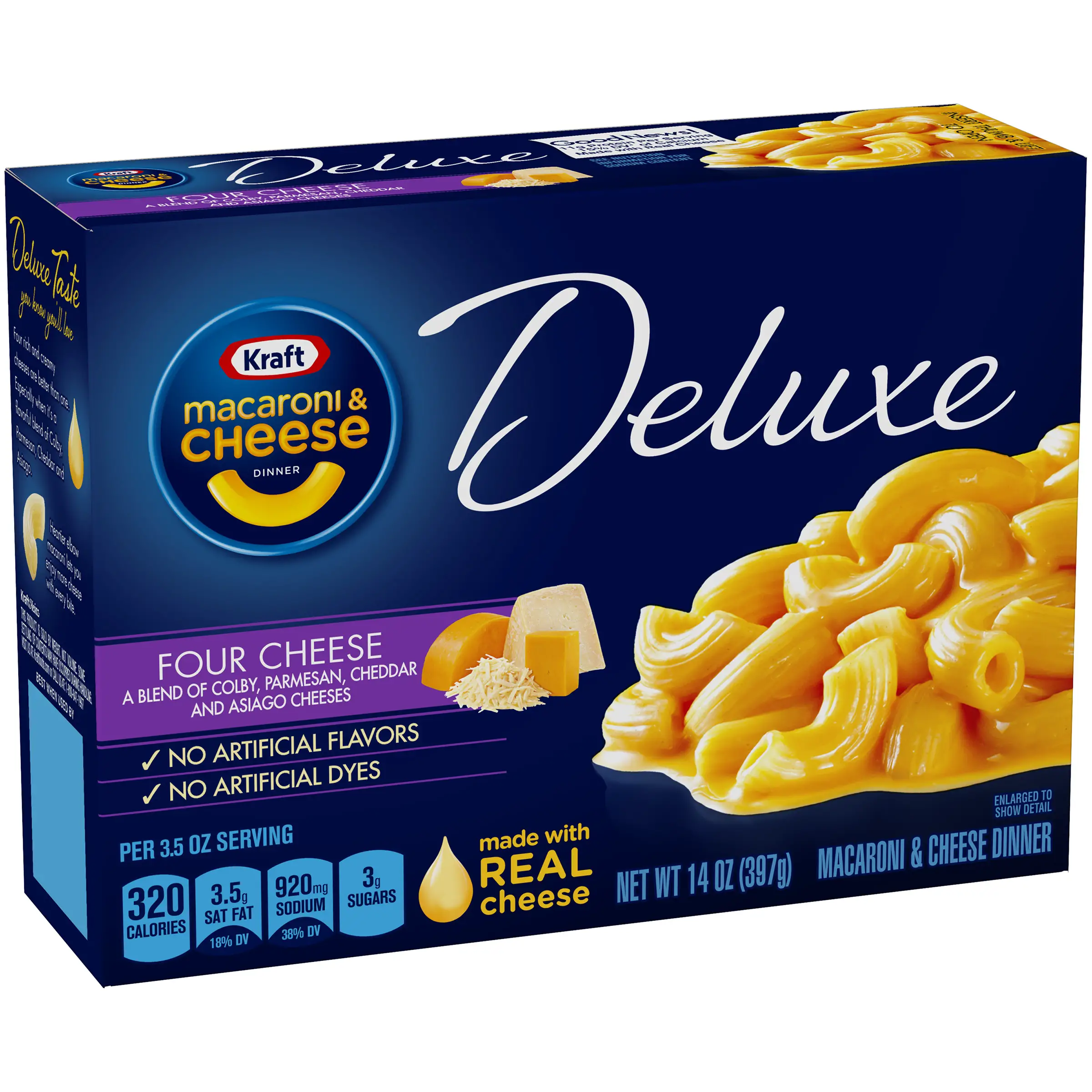 Kraft Deluxe Macaroni &  Cheese Dinner Four Cheese 14oz PKG