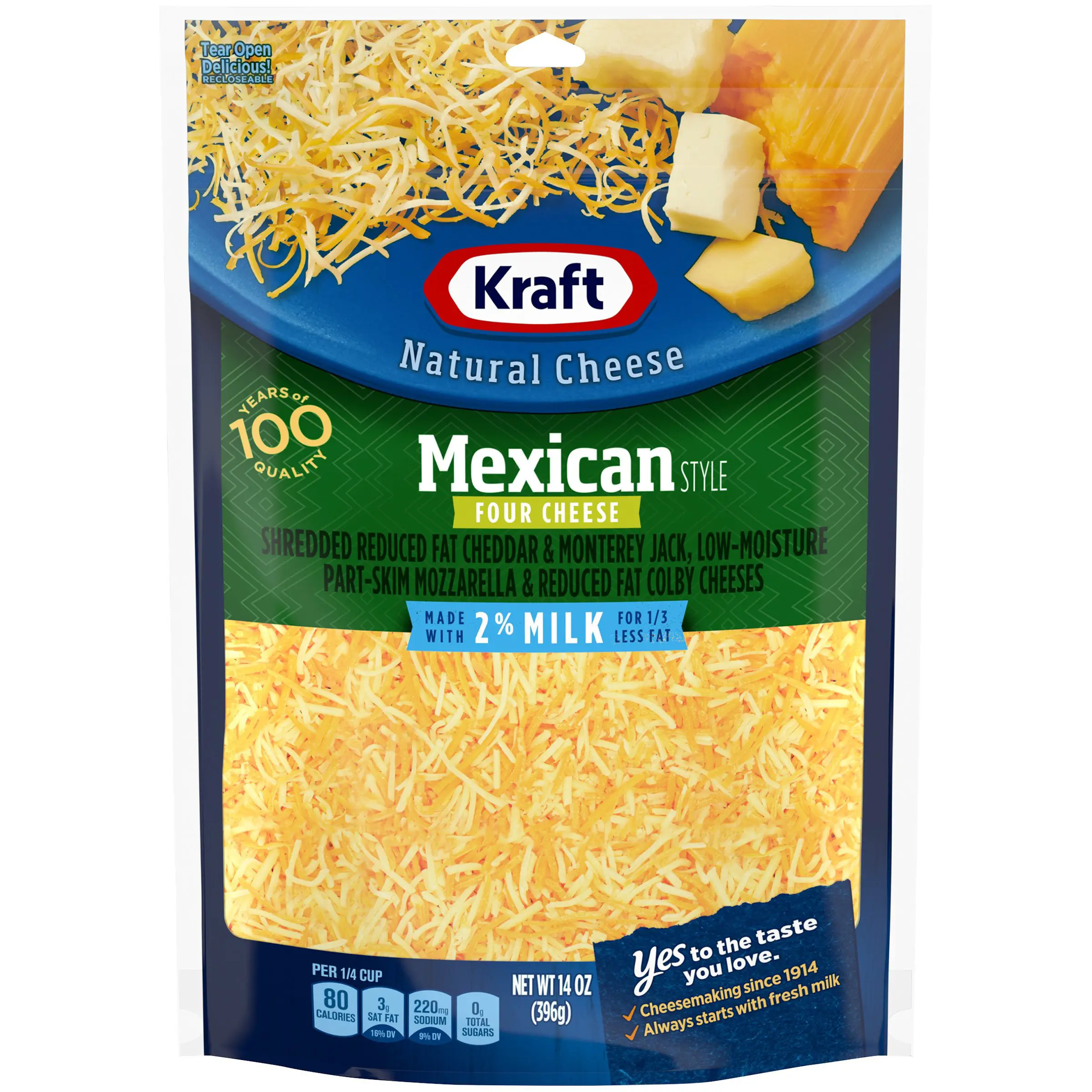 Kraft Finely Shredded Reduced Fat Mexican Style Four Cheese Blend ...