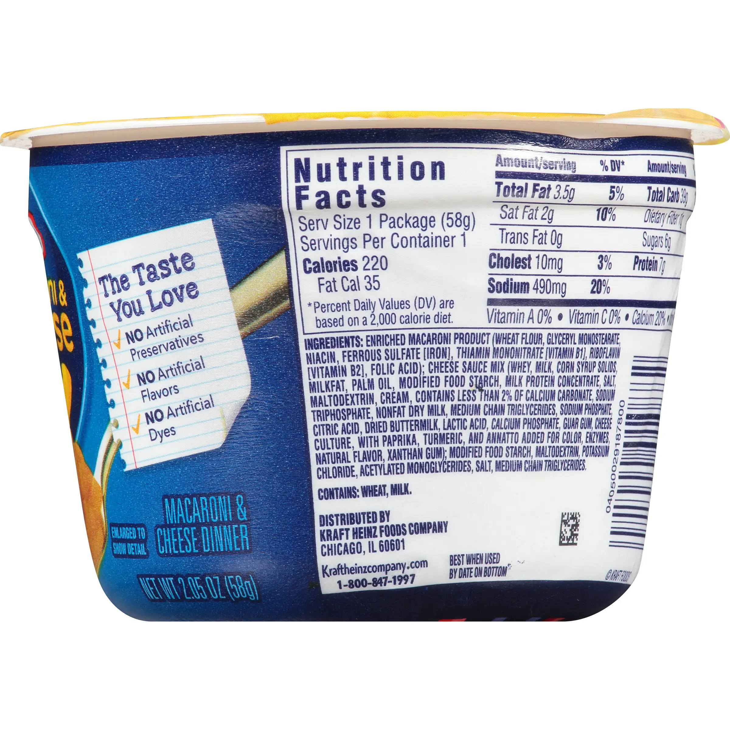 Kraft Mac And Cheese Nutrition Label