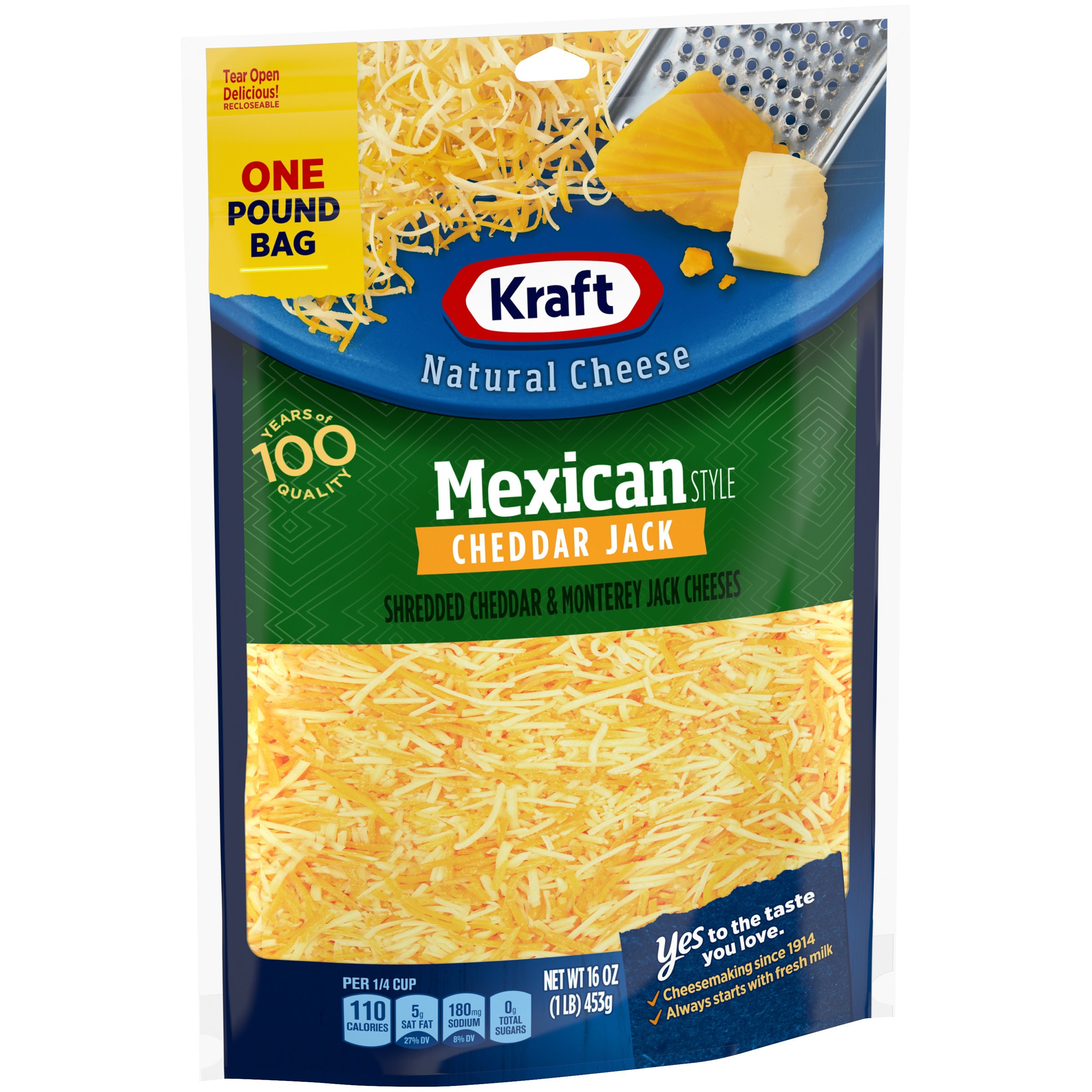 Kraft Mexican Style Cheddar Jack Shredded Cheese, 16 oz Bag