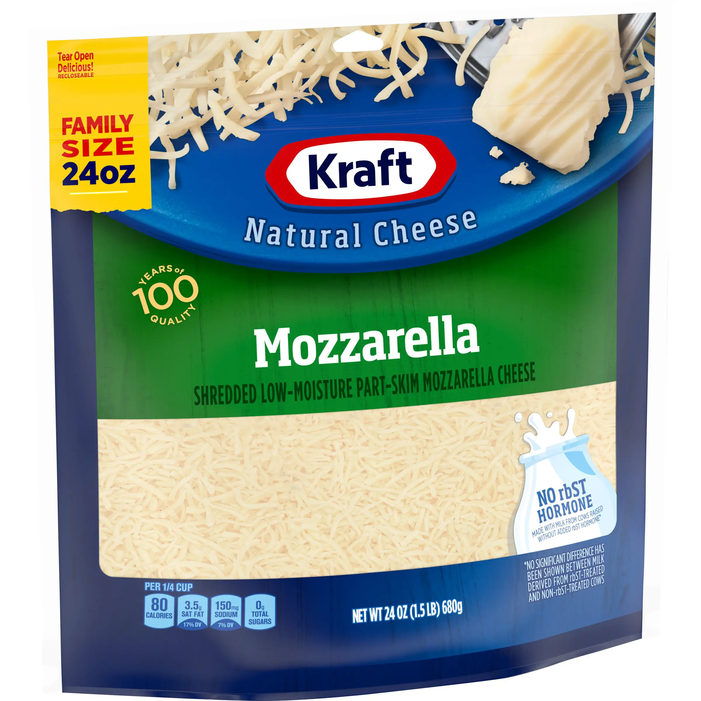 Kraft Mozzarella Shredded Cheese, 24 oz Bag