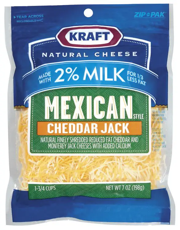 Kraft Natural Cheese Mexican Style Cheddar Jack Made W/2% ...