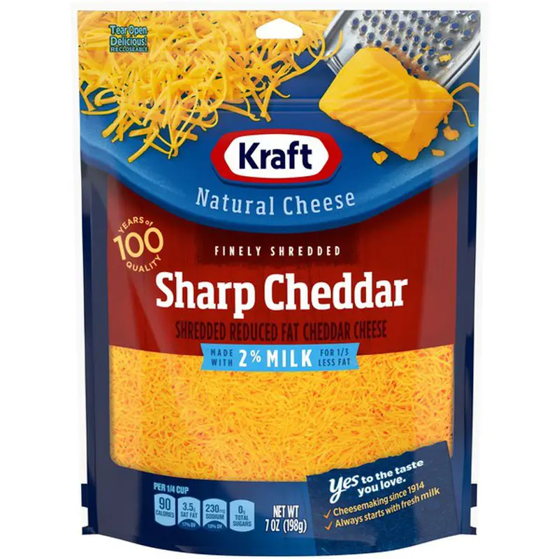 Kraft Sharp Cheddar 2% Milk Shredded Cheese (7 oz) from H