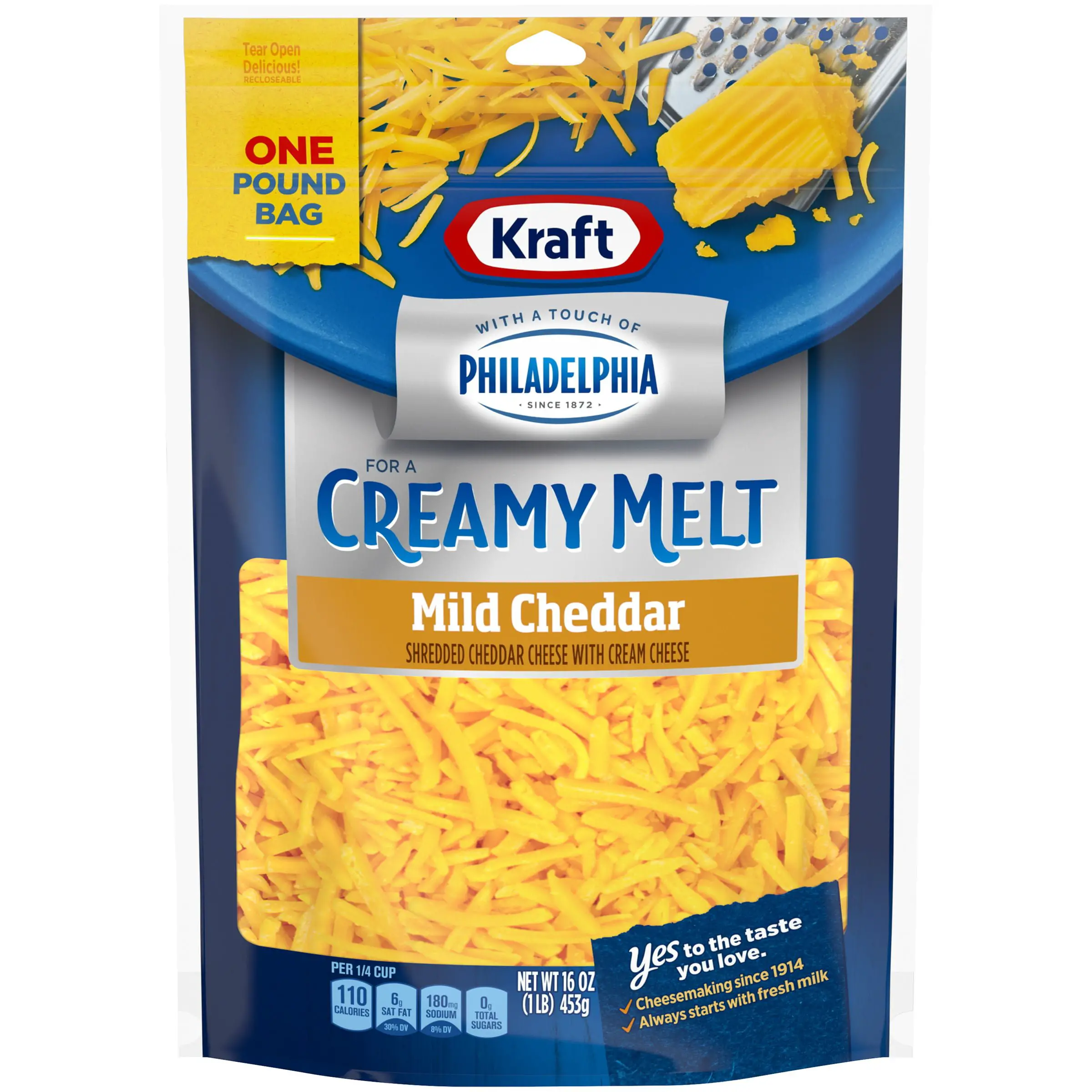Kraft Shredded Mild Cheddar Cheese With a Touch of Philadelphia , 16 oz ...