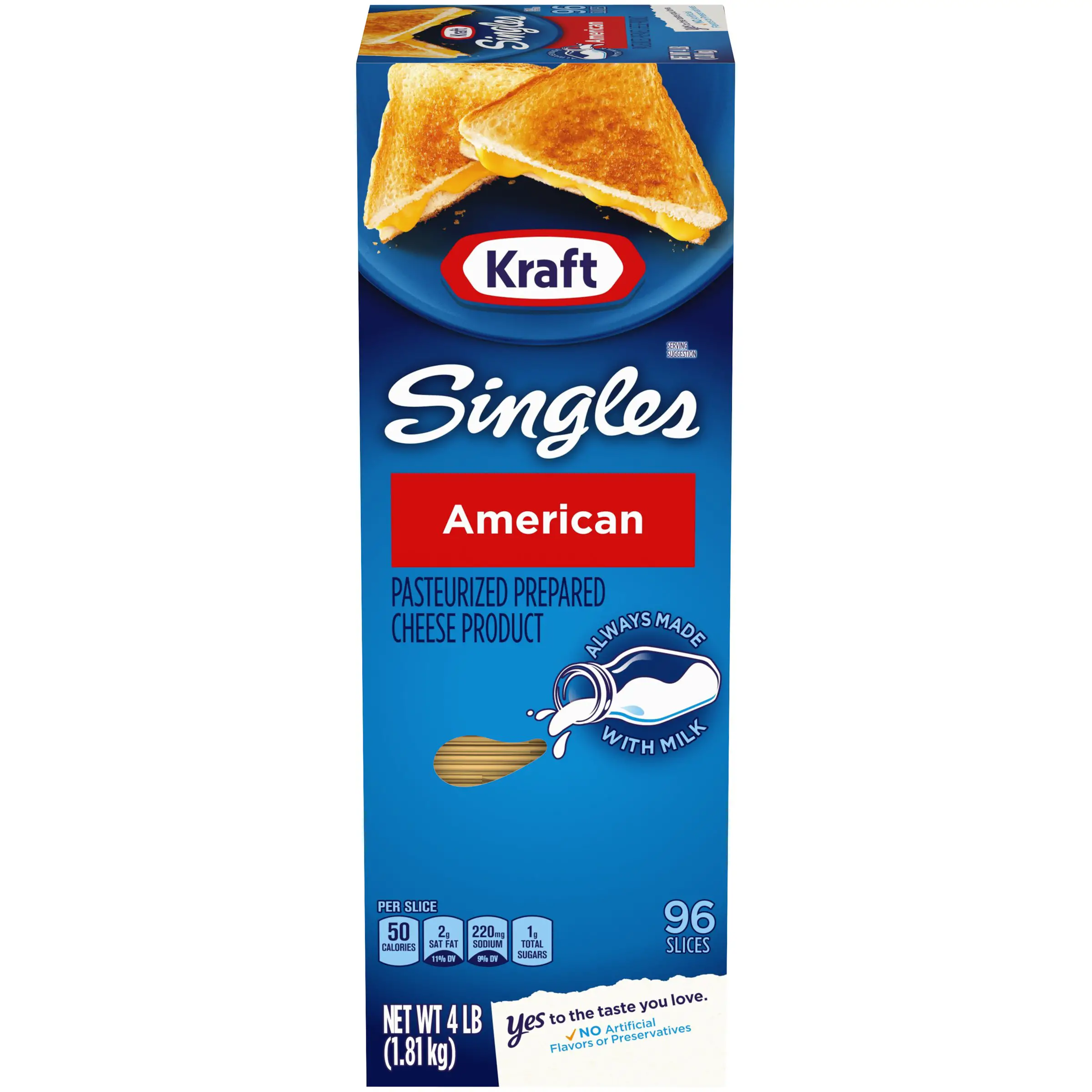Kraft Singles American Cheese Slices 64 oz Box (96 Slices ...