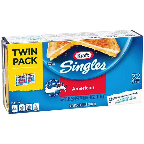 Kraft Singles American Cheese Slices Twin Pack 32Ct