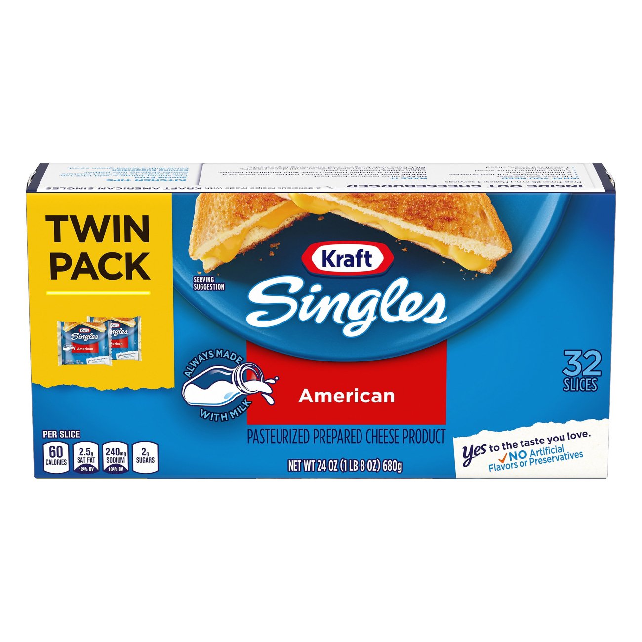 Kraft Singles American Cheese, Slices, Twin Pack