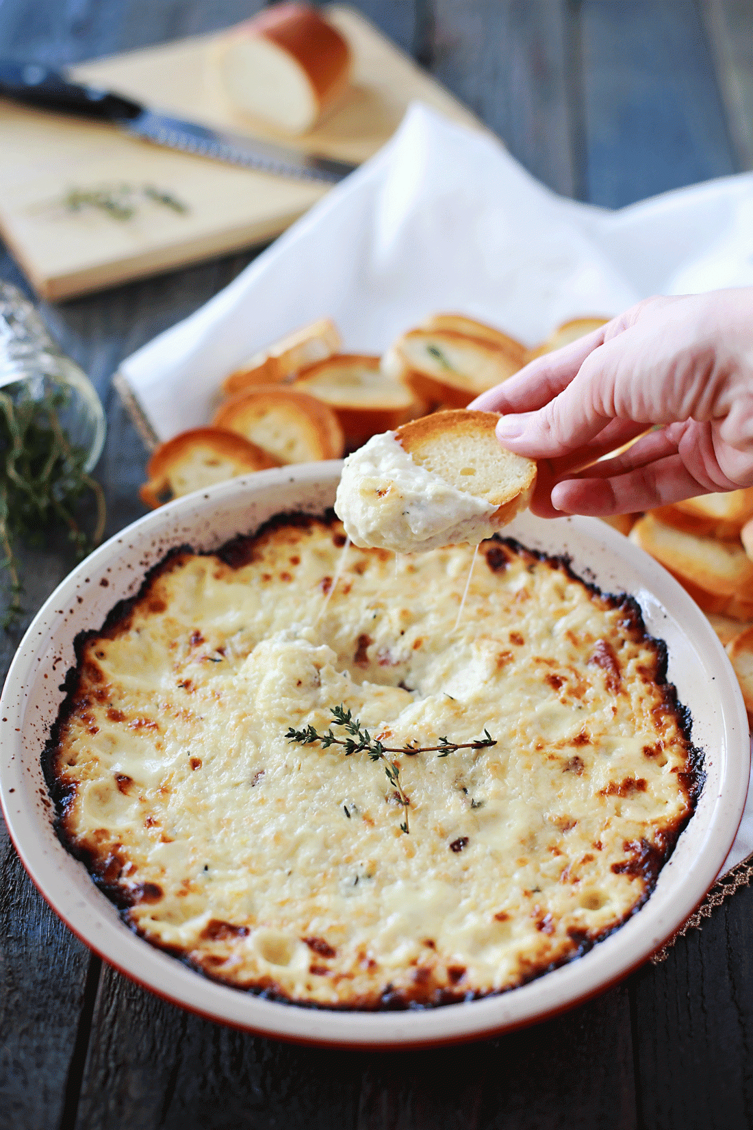 Melted Onions, Thyme, and Bacon Gruyere Cheese Dip