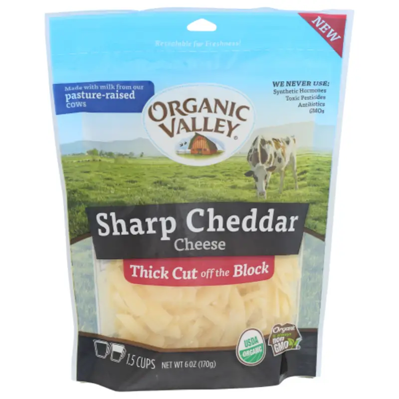 Organic Valley Finely Shredded Sharp Cheddar Cheese (6 oz ...
