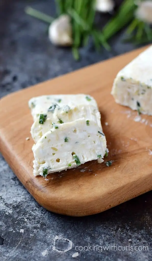 Roasted Garlic Goat Cheese and Chives Compound Butter