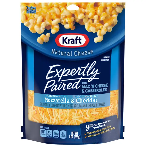 Save on Kraft Expertly Paired Mozzarella &  Cheddar for Mac 