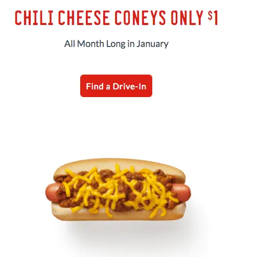 Sonic ~ $1 Chili Cheese Coneys in January