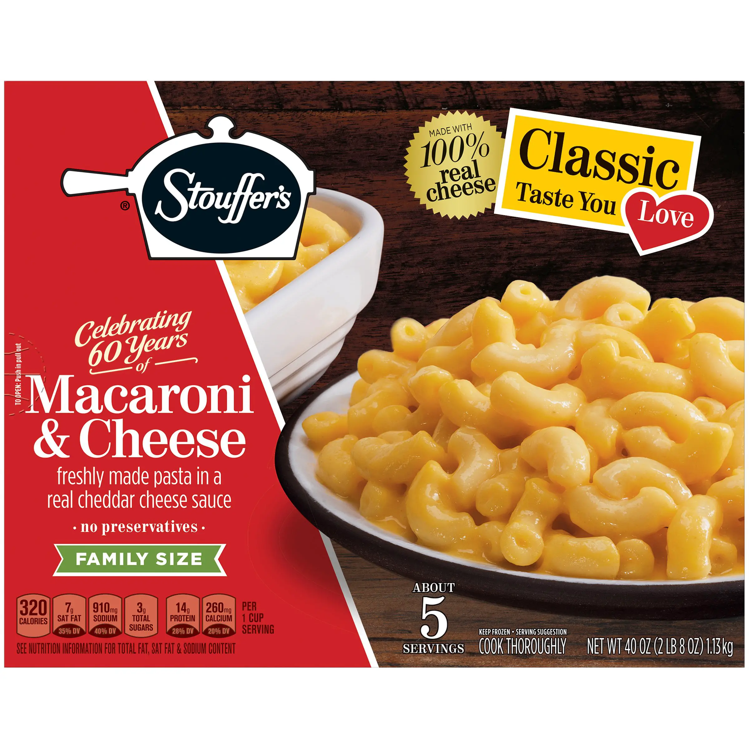 STOUFFERS CLASSICS Macaroni &  Cheese, Family Size Frozen Meal ...