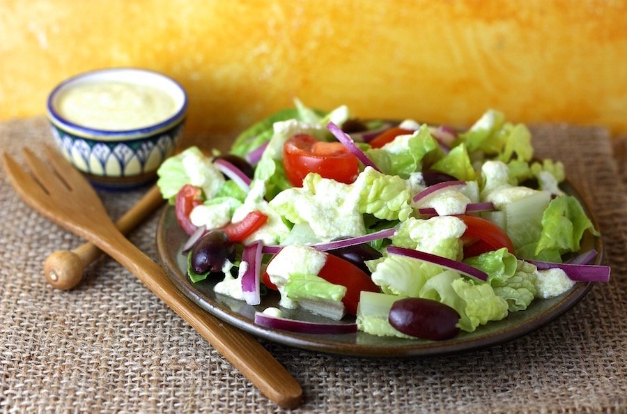 Summer Salad With Creamy Feta Cheese Dressing