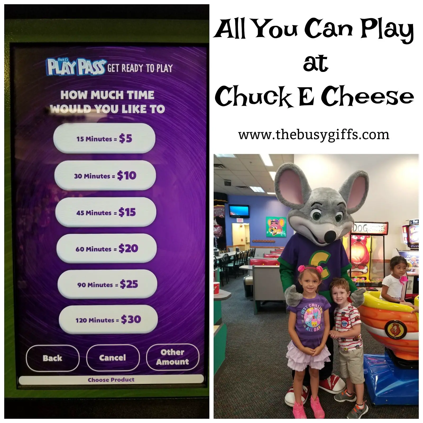 The Busy Giffs: New " All You Can Play"  from Chuck E Cheese