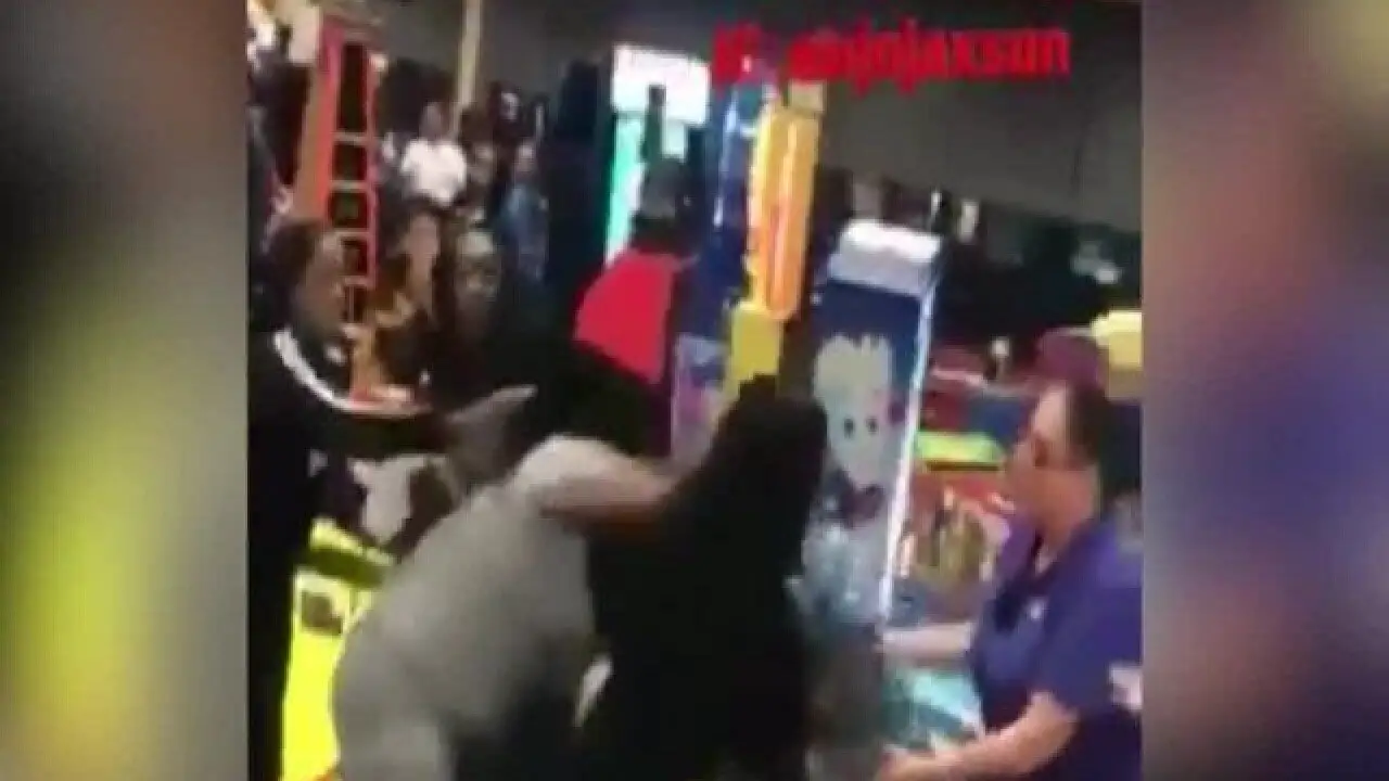 Two women caught on video fighting at Chuck E. Cheese