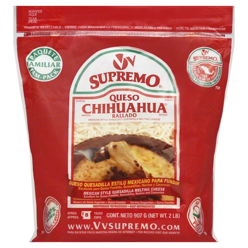 V& V Supremo Cheese, Chihuahua, Shredded Quesadilla, Party Pack (2 lb ...
