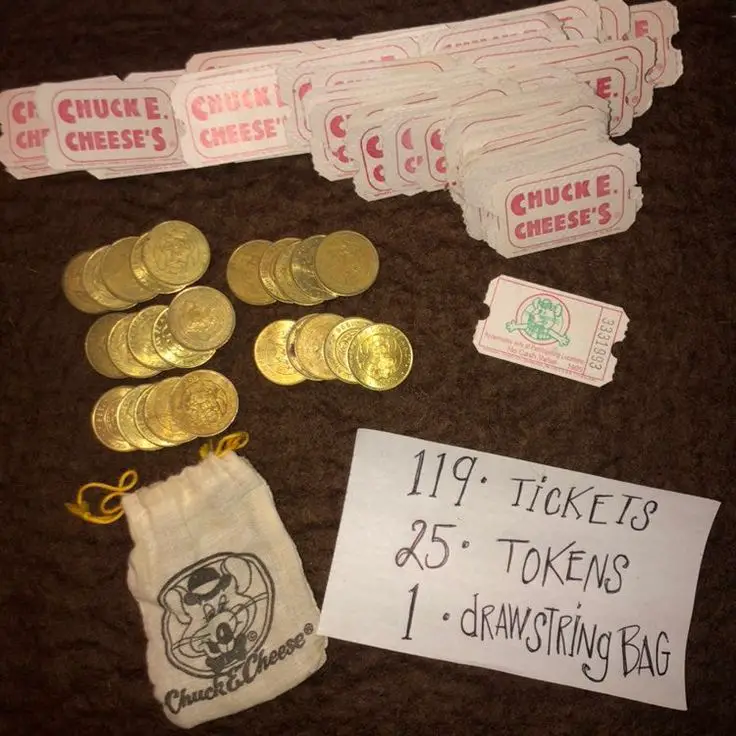 Vintage Chuck E Cheese tokens &  tickets